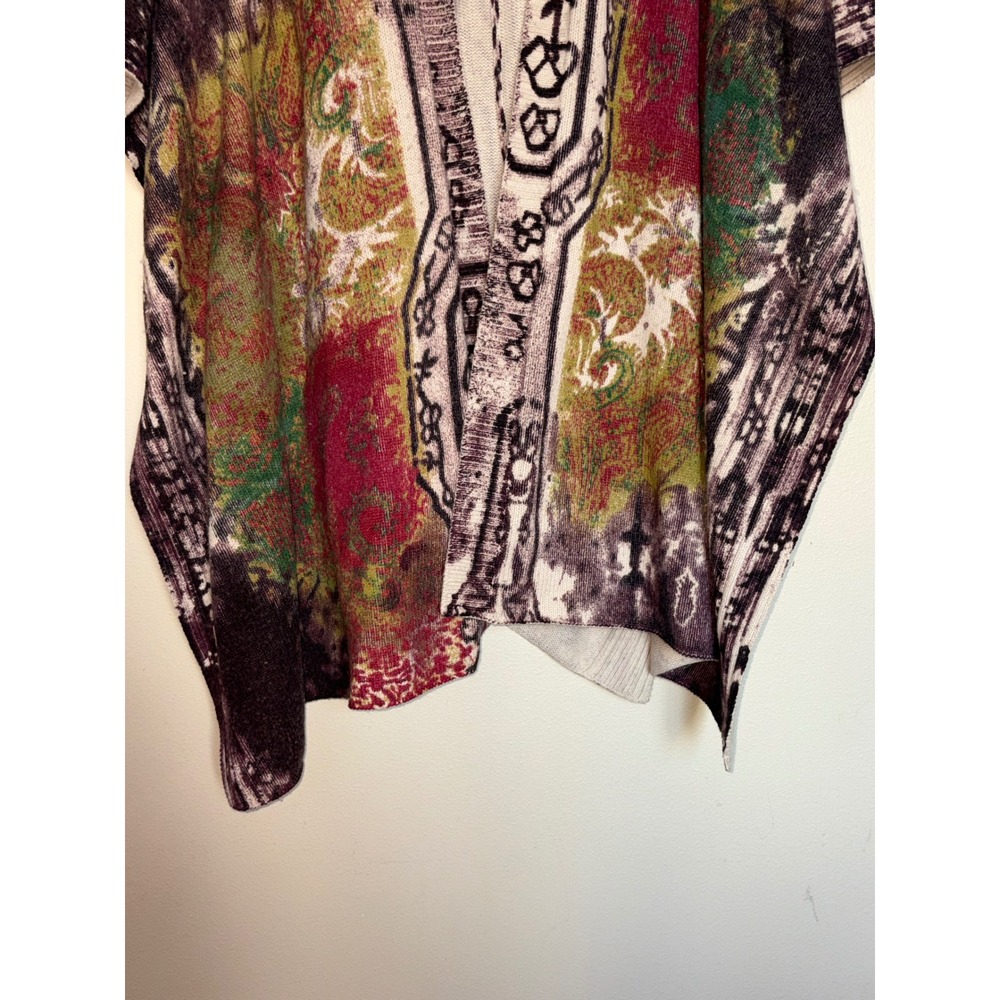 Soft Surroundings Oversized Knit Poncho Wrap Abstract Paisley Print Shawl - Picture 13 of 15